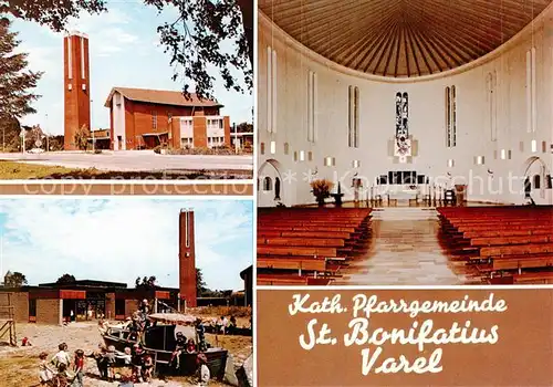 AK / Ansichtskarte 73873645 Varel_Jadebusen Kath Pfarrgemeinde St Bonifatius Kirche Inneres Kinderspielplatz Varel Jadebusen