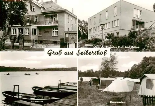 AK / Ansichtskarte  Seilershof_Gransee Gaestehaus Haus am See Heim der Deutschen Post Erich Dolling Bootsanleger Wentowsee Campingplatz 