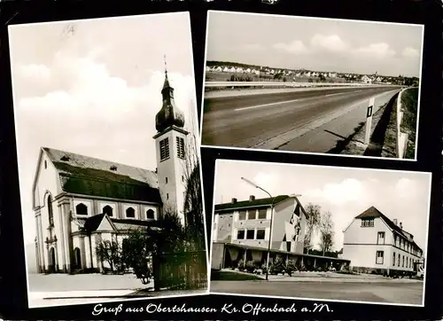 AK / Ansichtskarte  Obertshausen Kirche Ortszentrum Landstrasse Obertshausen