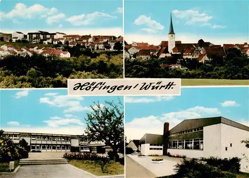 AK / Ansichtskarte 73873676 Hoefingen_Leonberg_BW Teilansichten Blick zur Kirche Schule 