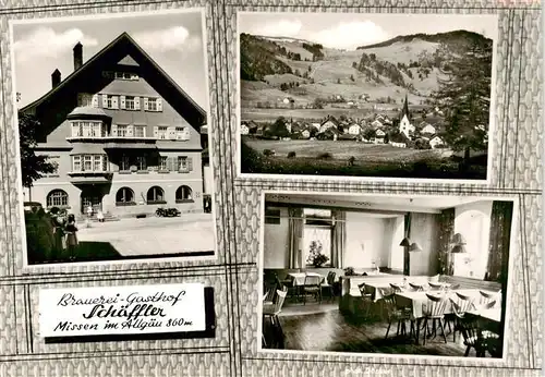 AK / Ansichtskarte  Missen_Oberallgaeu Brauerei-Gasthof Schaeffler Panorama Ortsansicht mit Kirche Missen Oberallgaeu