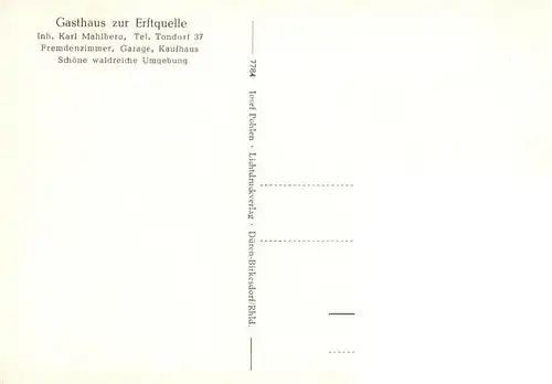 AK / Ansichtskarte  Tondorf_Eifel Gasthaus zur Erftquelle Landschaftspanorama Schafherde Holzmuelheim Tondorf Eifel