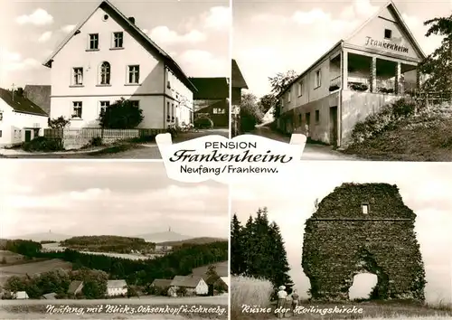 AK / Ansichtskarte 73873716 Neufang_Kronach Pension Frankenheim Panorama Blick zum Ochsenkopf und Schneeberg Ruine Heilingskirche Neufang Kronach