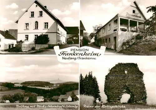 AK / Ansichtskarte  Neufang_Kronach Pension Frankenheim Panorama Blick zum Ochsenkopf und Schneeberg Ruine Heilingskirche Neufang Kronach