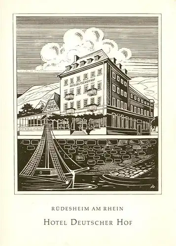 AK / Ansichtskarte  Ruedesheim_am_Rhein Hotel Deutscher Hof Illustration 