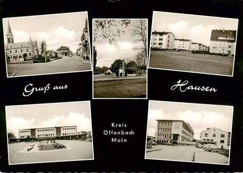 AK / Ansichtskarte 73873753 Hausen_Hessen_Offenbach Teilansichten Kirche Park 