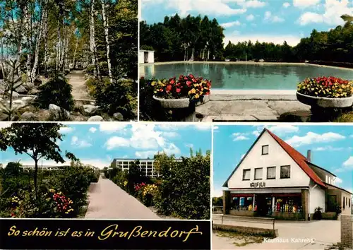 AK / Ansichtskarte 73873784 Grussendorf_Sassenburg Freibad Parkanlagen Kaufhaus 