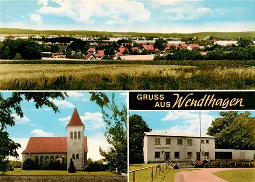 AK / Ansichtskarte 73873786 Wendthagen-Ehlen Panorama Kirche Sportheim Stadion Wendthagen-Ehlen