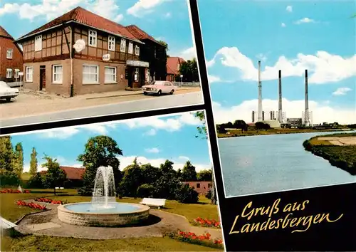 AK / Ansichtskarte 73873787 Landesbergen Gaststaette Ratskeller Parkanlagen Springbrunnen Kraftwerk Landesbergen