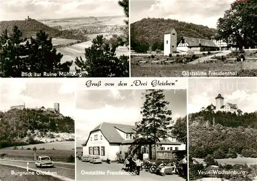 AK / Ansichtskarte  Drei_Gleichen Panorama Ruine Muehlburg Gaststaette Freudenthal Burgruine Gleichen Veste Wachsenburg Drei_Gleichen