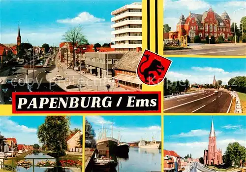 AK / Ansichtskarte  Papenburg_Ems Teilansichten Emskanal Hafen Kirche Papenburg Ems