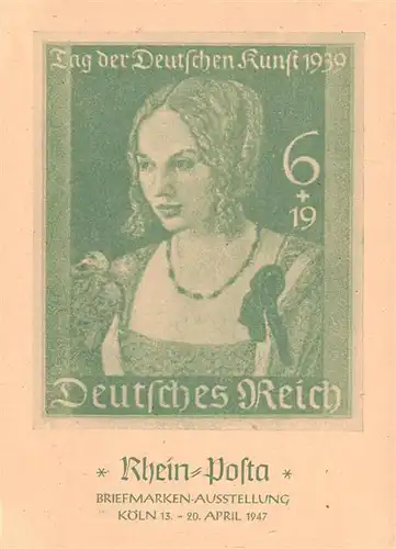 AK / Ansichtskarte 73873897 Koeln__Rhein Rhein Posta Briefmarken-Ausstellung Tag der Deutschen Kunst 1939 