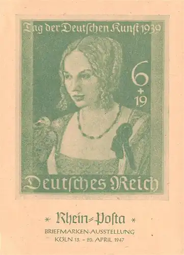 AK / Ansichtskarte  Koeln__Rhein Rhein Posta Briefmarken-Ausstellung Tag der Deutschen Kunst 1939 