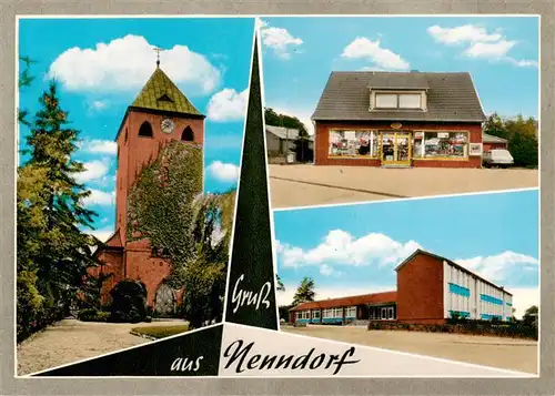 AK / Ansichtskarte 73873925 Nenndorf_Harburg Kirche Ladengeschaeft Nenndorf Harburg