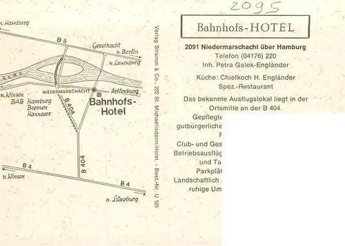 AK / Ansichtskarte 73873934 Niedermarschacht_Harburg Bahnhofs-Hotel Restaurant Fremdenzimmer 