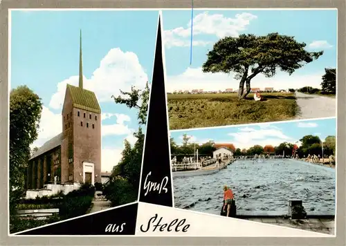 AK / Ansichtskarte  Stelle_Harburg Kirche Landstrasse Freibad Stelle_Harburg