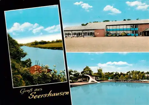 AK / Ansichtskarte 73873944 Seershausen_Meinersen Schule Freibad Partie am Fluss 