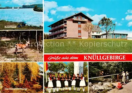 AK / Ansichtskarte  Schwarzenborn_Knuell Bogler Stube im Jugendhof Hoher Knuell Knuellsee Tierpark Herbststimmung Schwalmer Tracht Schwarzenborn Knuell