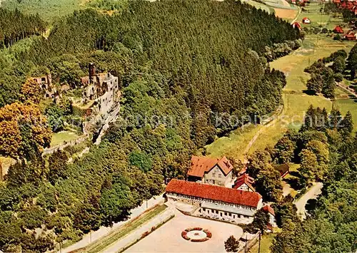 AK / Ansichtskarte  Noerten-Hardenberg Hotel Restaurant Burgschenke Fliegeraufnahme mit Ruine Noerten-Hardenberg