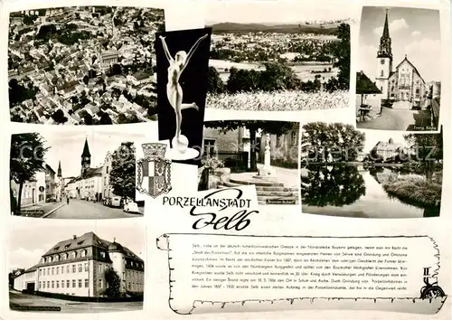 AK / Ansichtskarte 73874013 Selb_Oberfranken_Bayern Fliegeraufnahme Panorama Kirche Rathaus Brunnen 