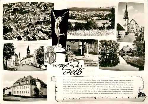 AK / Ansichtskarte  Selb_Oberfranken_Bayern Fliegeraufnahme Panorama Kirche Rathaus Brunnen 