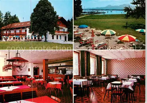 AK / Ansichtskarte  Prien_Chiemsee Gasthof Cafe Zum Fischer am See Gastraeume Prien Chiemsee