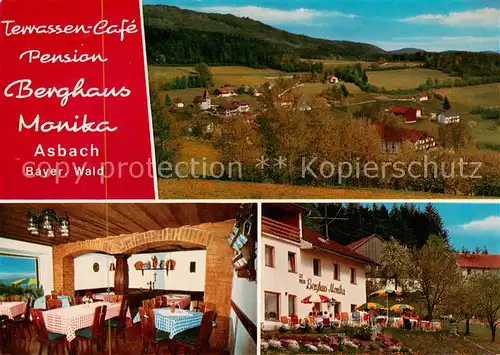 AK / Ansichtskarte 73874051 Asbach__Drachselsried_Bayerischer_Wald Panorama Terrassen Cafe Pension Berghaus Monika Gaststube 