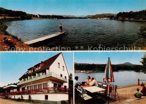 AK / Ansichtskarte  Saarbacherhammer Gaststaette Lambert Terrasse Seepartie Saarbacherhammer