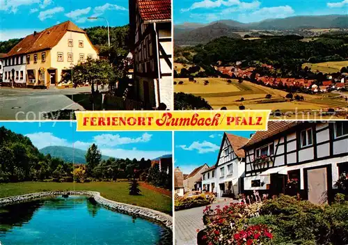 AK / Ansichtskarte 73874072 Rumbach_Rheinland-Pfalz Baeckerei Weinhold Panorama Badesee Ortspartie Rumbach_Rheinland-Pfalz