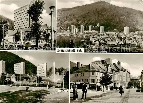 AK / Ansichtskarte  Suhl_Thueringer_Wald Karl Marx Platz Blick zum Domberg Blick zum Waffenmuseum Steinweg Suhl_Thueringer_Wald