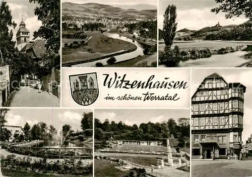 AK / Ansichtskarte  Witzenhausen Ortsansichten Panorama Schwimmbad Fachwerkhaus Witzenhausen