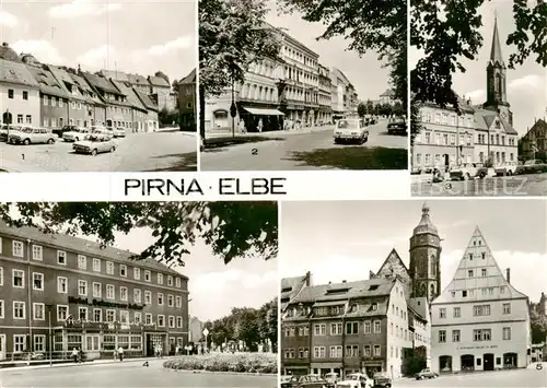 AK / Ansichtskarte  Pirna_Elbe Tischerplatz Karl Marx Strasse Dr Wilhelm Kuelz Strasse Hotel Schwarzer Adler Am Markt 