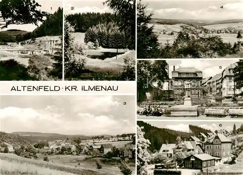 AK / Ansichtskarte  Altenfeld_Thueringen Schwimmbad Hirschtaler Teich Teilansichten Parkanlage am Markt Schmelzhuette und Masserberger Strasse Altenfeld Thueringen