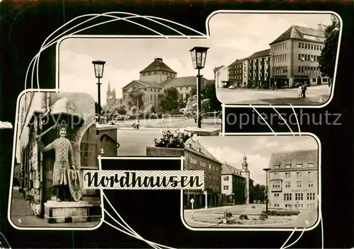 AK / Ansichtskarte 73874161 Nordhausen__Harz Roland Blick zum Theater Rautenstrasse Lutherplatz 