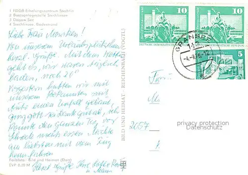 AK / Ansichtskarte  Neuglobsow_Stechlin FDGB Erholungszentrum Stechlin Bootsanlegestelle Dagow See Stechlinsee Badestrand 