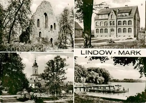 AK / Ansichtskarte  Lindow_Mark Klosterruine Zentralschule Blick zur Kirche Am Wutzsee Lindow Mark