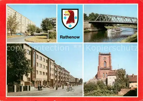 AK / Ansichtskarte 73874270 Rathenow Neubaugebiet am bruno Baum Ring Hauptschleuse mit Bruecke des Friedens Wilhelm Pieck Strasse Altstadt mit Kirche Rathenow