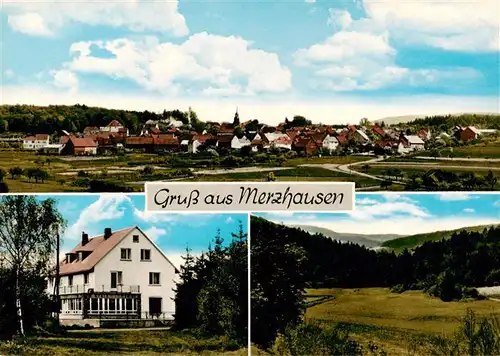 AK / Ansichtskarte 73874302 Merzhausen_Taunus Gesamtansicht Gaststaette Pension Haus am Wald Landschaftspanorama Merzhausen Taunus