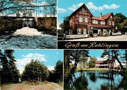 AK / Ansichtskarte 73874315 Rehlingen_Lueneburg Wasserfall Landschaft Teich Ladengeschaeft Rehlingen Lueneburg