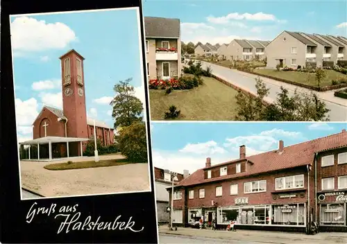 AK / Ansichtskarte  Halstenbek_Holstein Kirche Wohnsiedlung Spar-Markt Ladengeschaefte Halstenbek_Holstein