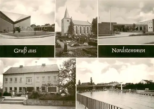 AK / Ansichtskarte 73874480 Nordstemmen Teilansichten Kirche Schule Freibad Nordstemmen