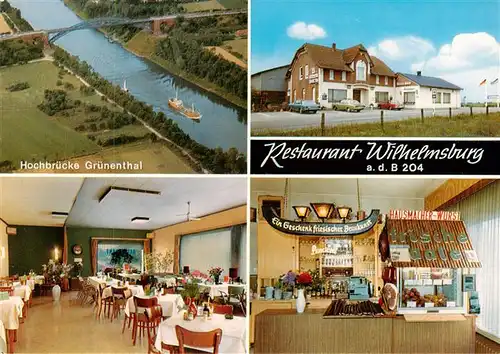 AK / Ansichtskarte 73874554 Wilhelmsburg_Schleswig-Holstein Restaurant Wilhelmsburg Hochbruecke Gruenenthal Luftaufnahme 