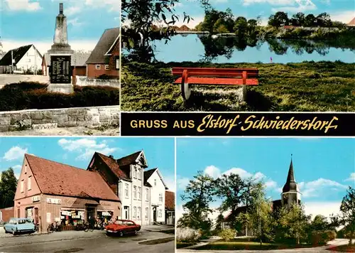 AK / Ansichtskarte  Elstorf_Schwiederstorf Teilansichten Gedenkstaette Kirche Partie am Wasser 