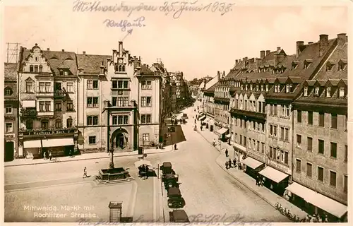 AK / Ansichtskarte  Mittweida Markt mit Rochlitzer Strasse Mittweida