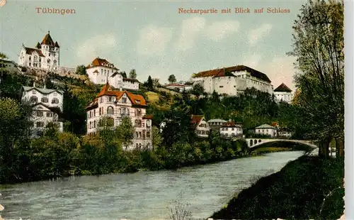 AK / Ansichtskarte  Tuebingen Neckarpartie mit Schlossblick Tuebingen