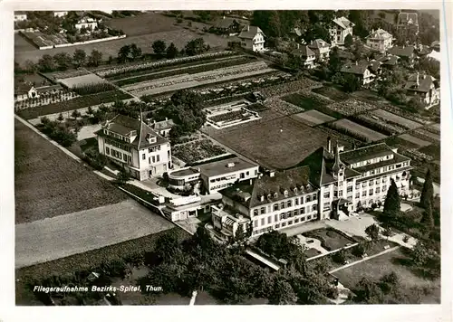 AK / Ansichtskarte  Thun_BE Fliegeraufnahme mit Bezirks Spital Thun_BE