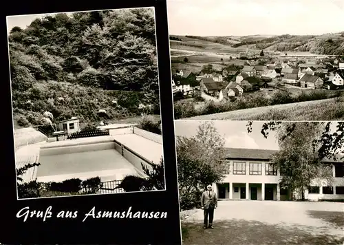 AK / Ansichtskarte 73874789 Asmushausen_Bebra Panorama Schule Freibad 