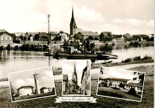 AK / Ansichtskarte  Doernigheim_Maintal Blick ueber den Main zur Kirche Faehre Ortszentrum 