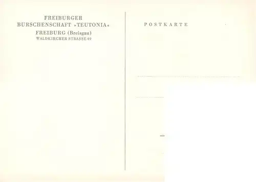 AK / Ansichtskarte  Freiburg_Breisgau Freiburger Burschenschaft Teutonia Zeichnung Freiburg Breisgau