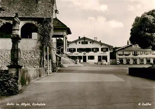 AK / Ansichtskarte  Weiler_Allgaeu Kirchplatz Gasthof Metzgerei Weiler_Allgaeu